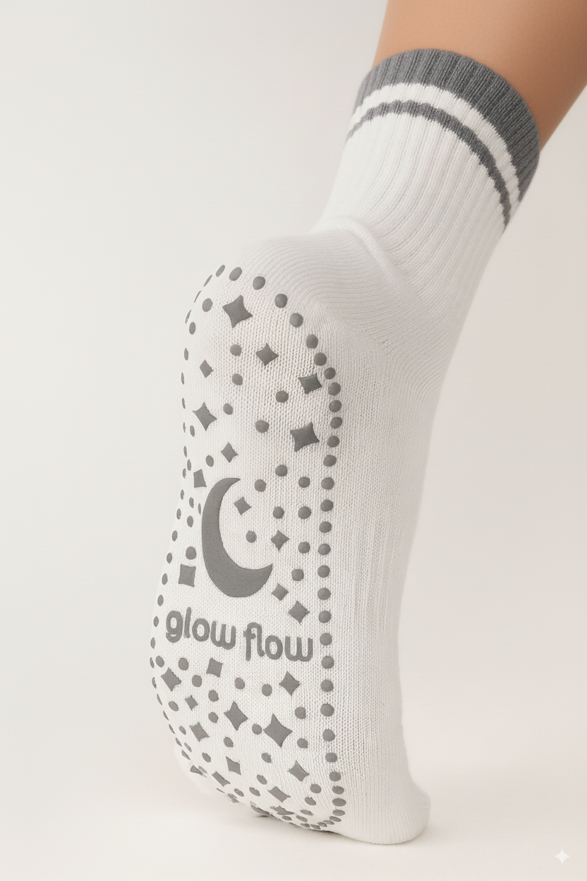 1/4-Crew Length Pilates Grip Socks - Breathe