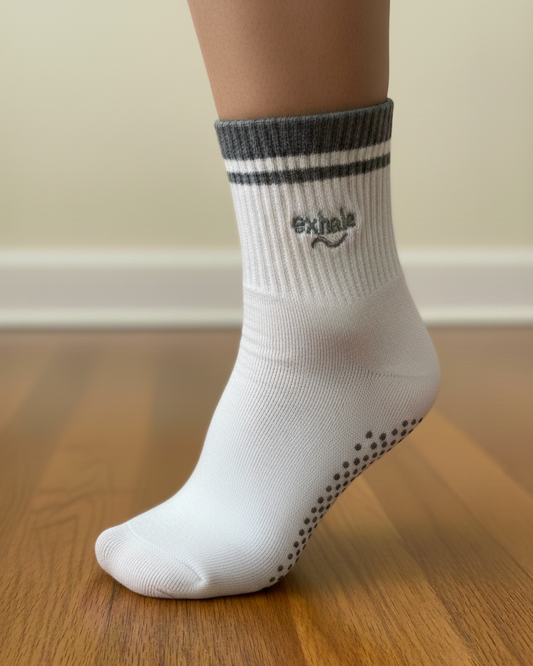 1/4-Crew Length Pilates Grip Socks - Breathe
