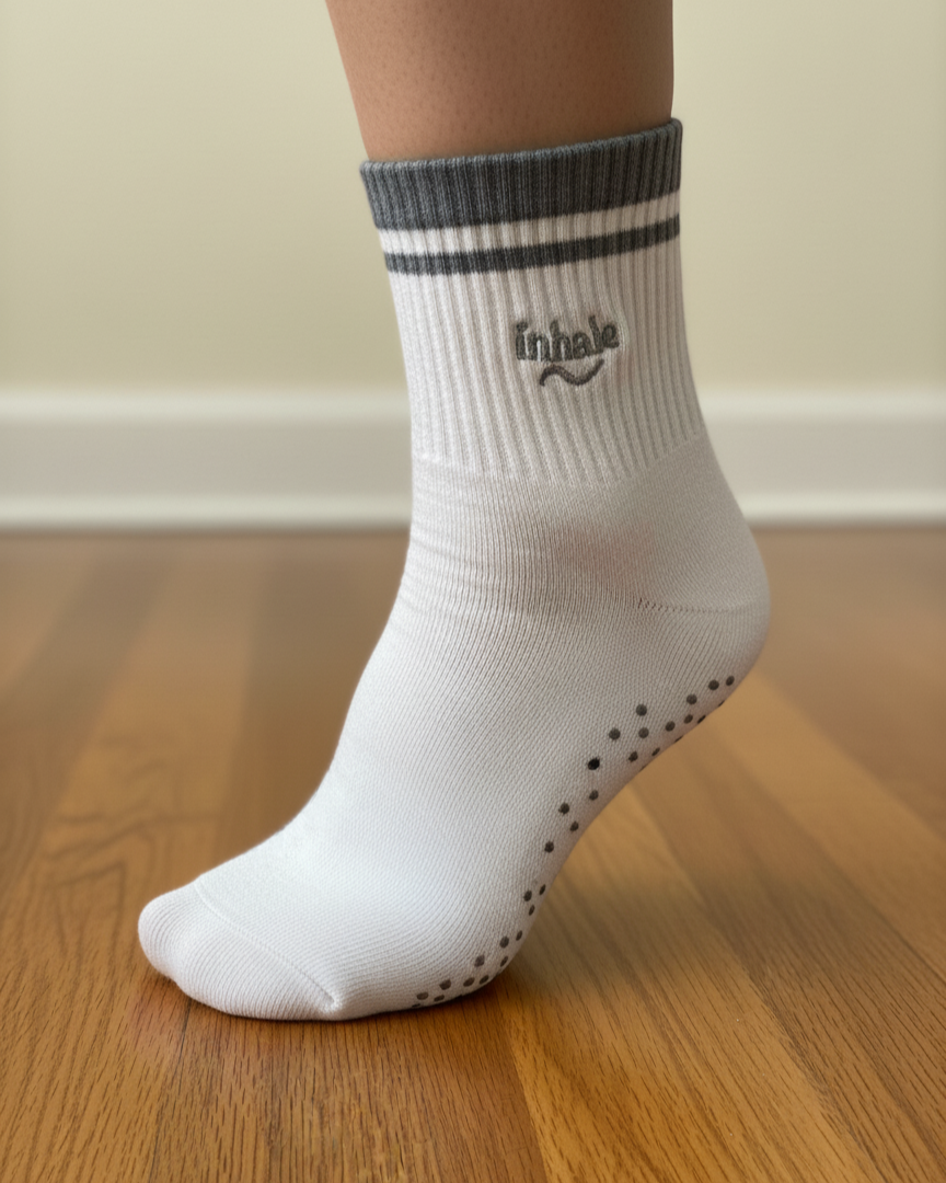 1/4-Crew Length Pilates Grip Socks - Breathe