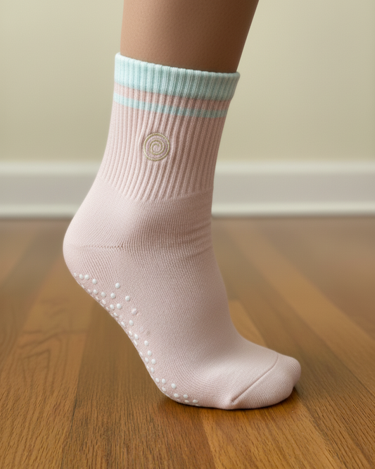 1/4-Crew Length Pilates Grip Socks - Stardust